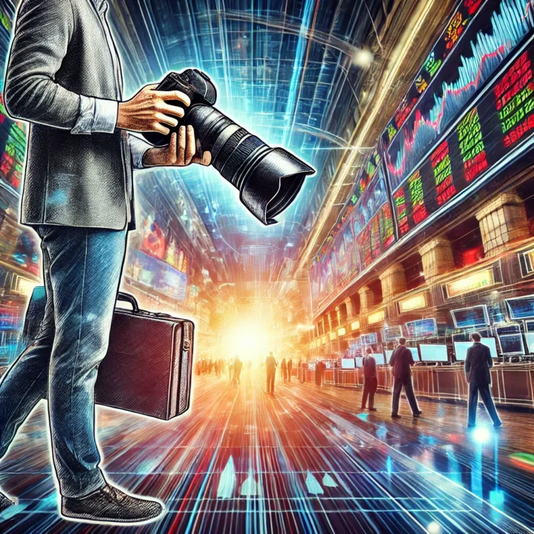 DALL·E-2025-01-18-15.12.03-An-engaging-illustration-of-a-photographer-capturing-a-vibrant-bustling-stock-exchange-floor-with-a-high-end-camera-showcasing-a-blend-of-creative-a