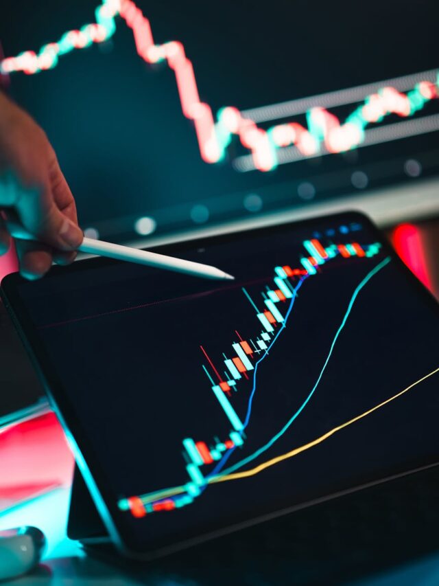 analyzing trading data on digital tablet